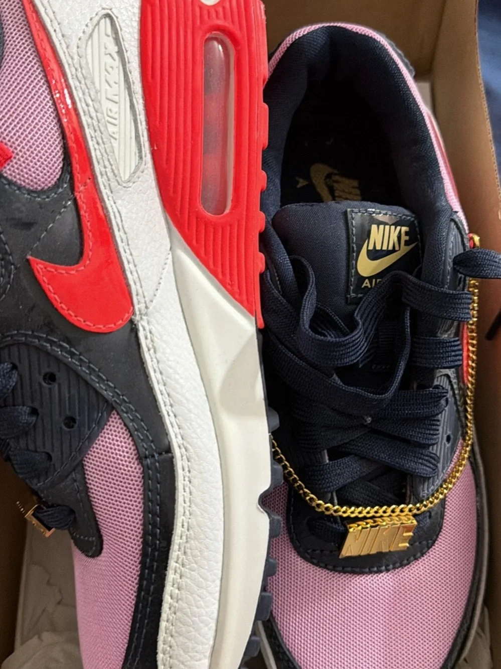 Nike Air Max 90 White, Crimson & Black Box Label